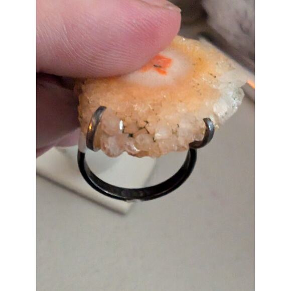 925 Sterling silver Orange stalactite eye arch ring with quartz Size 7.25 - Picture 5 of 5